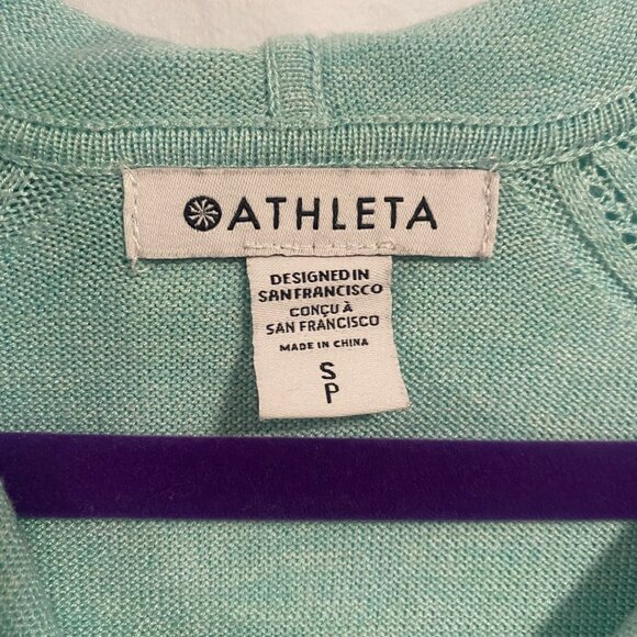 Athleta Evergreen Hoodie Sweater in Paradiso Blue Size S - Picture 2 of 8